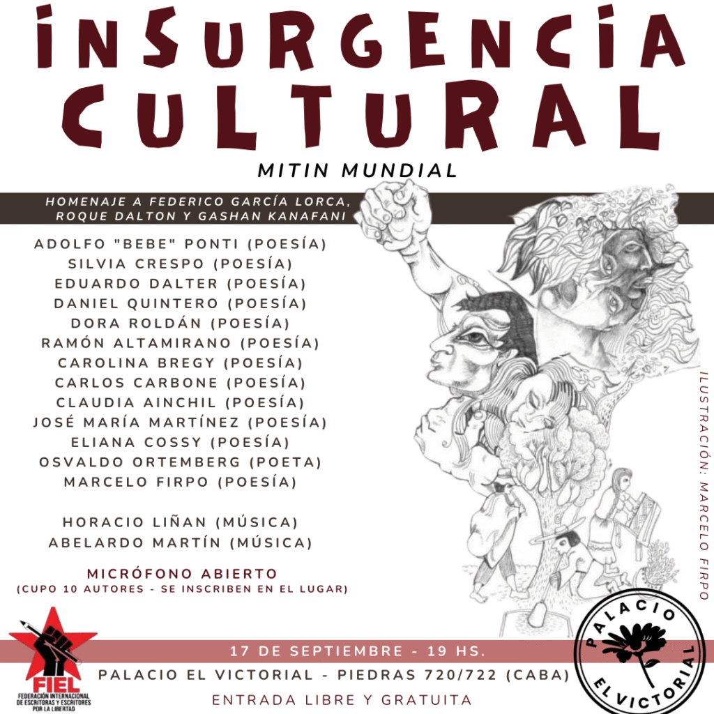Flyer del encuentro de la Insurgencia Cultural 2025 de Buenos Aires (ilustración Marcelo Firpo)