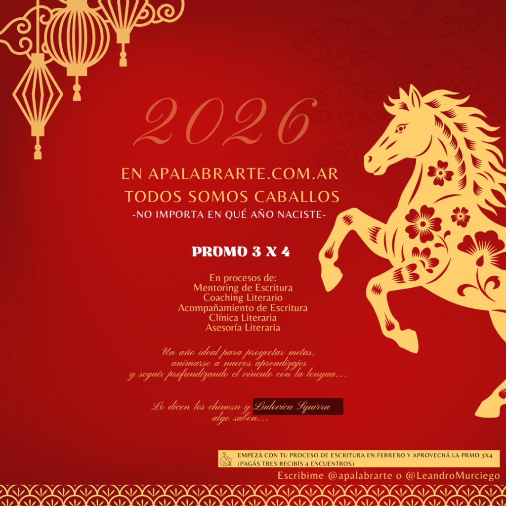 Iniciá tu proceso de escritura, hacé realidad tu libro. Aprovechá la promo 3 x 4 (consultá por Mentoring de Escritura, Coaching Literario, Acompañamiento de escritura, Clínica Literaria, Asesoría Literaria, Ruptura de bloqueos literarios, Creación de metodología de trabajo, etc. Escribime a lmurciego@gmail.com )